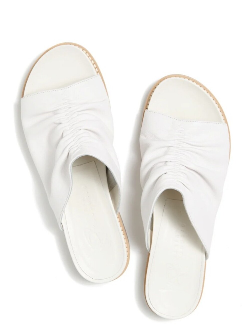 Slide Sandal — White Ruched Open-Toe